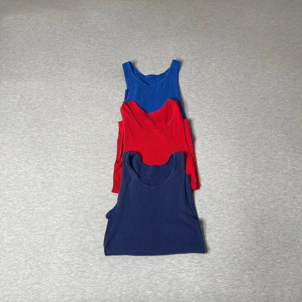 Hanes Men’s Cotton Multicolored Ribbed Tank Tops 3 PCS. Set - Picture 7 of 8